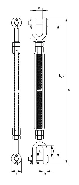 green pin turnbuckle jaw jaw dimensions
